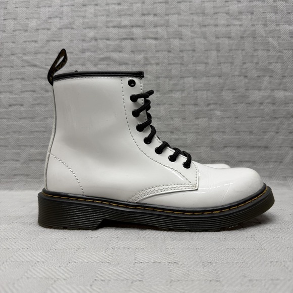 Dr. Martens Other - Dr. Martens Boots Youth Size 10 White Patent Leather‎ Side Zip Combat Ankle